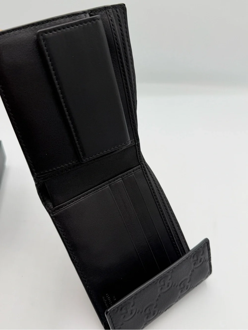 Gucci Black Embossed GG Leather Money Clip